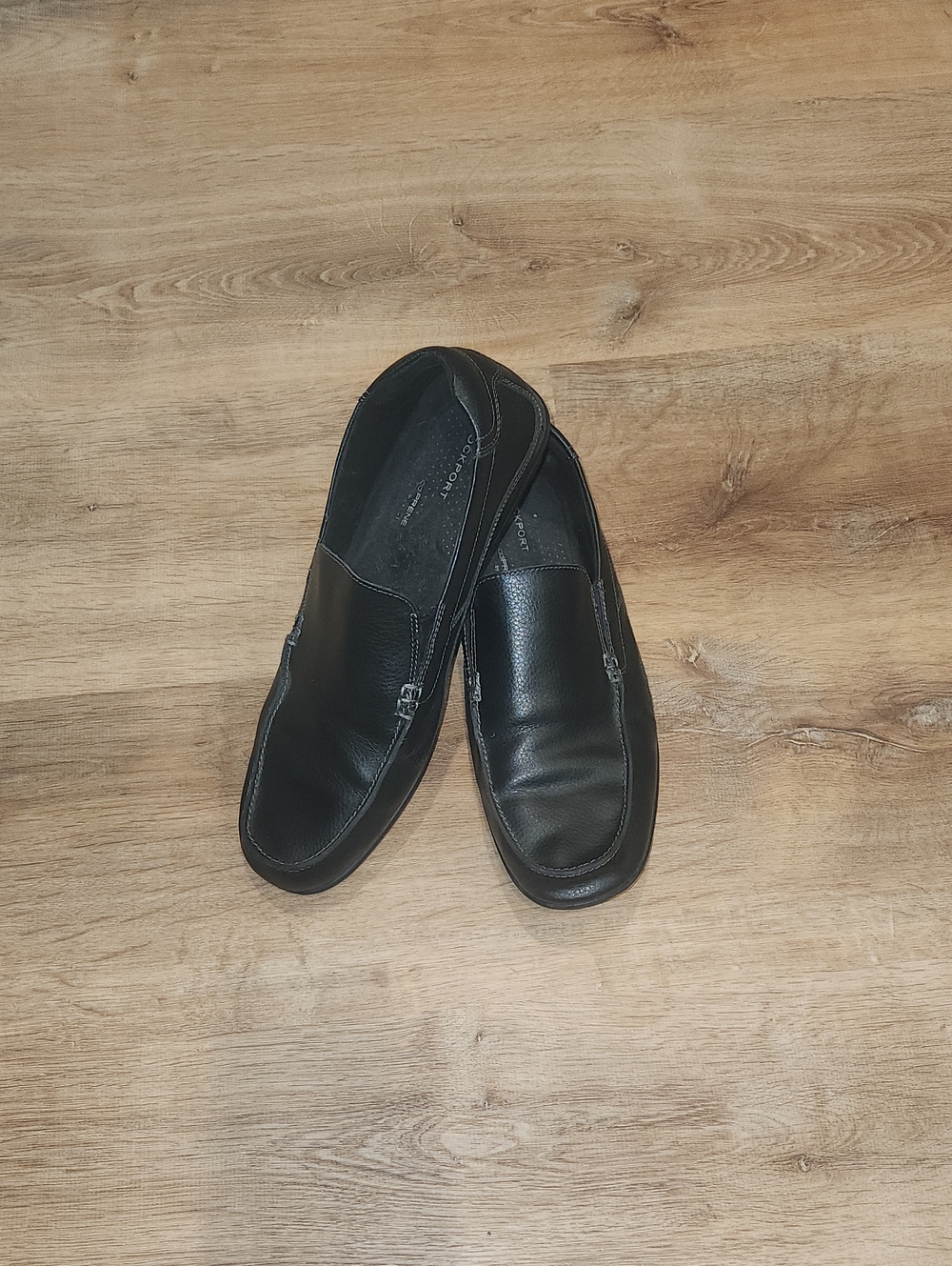 Rockport Black Leather Slip-On Driving Loafers